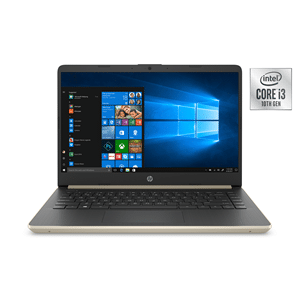HP 14 Laptop, Intel 10th Gen Core i3-1005G1, 4GB SDRAM, 128GB SSD M.2, Pale Gold, 14-dq1038wm