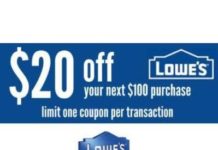 Lowe's $20 Off $100 Coupon - Digital Delivery