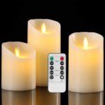 Set of 3 Aku Tonpa AT-01 Flameless LED Battery Operated Pillar Candles Made with Real Wax with Remote Control & Timer