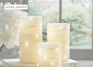 Set of 3 Laura Ashley RF-060819 Flameless LED Candles with Timer and Embedded String Lights