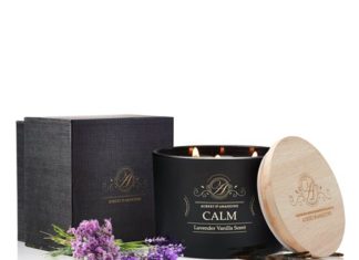 Aubert & Amandine Luxury LAR-001 3 Wick Lavender Vanilla Scented Soy Wax Blend Calming Candle