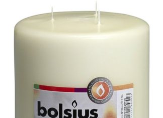 BOLSIUS 103618820105 3-Wick Unscented Ivory Pillar Candle