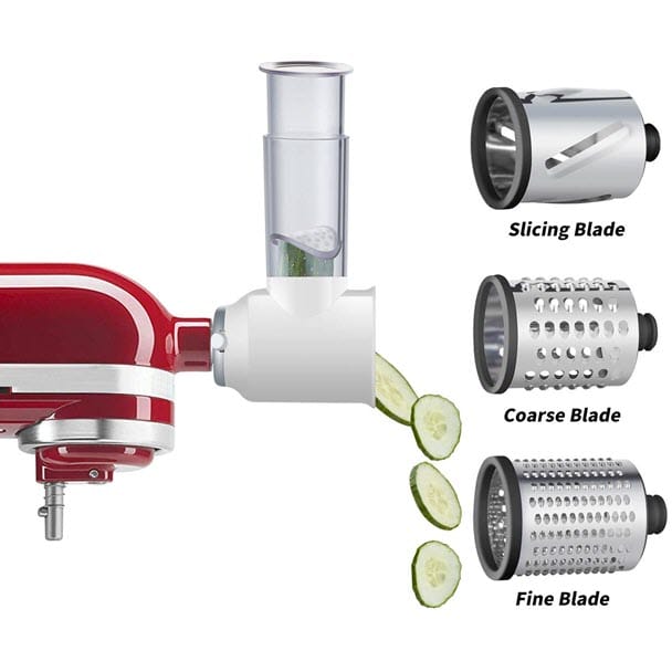 HomeLike 8541989430 Vegetable Slicer Shredder Attachment for the KitchenAid Mixer with 3 Cone Inserts
