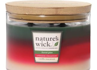 Nature's Wick 1660883 Multi Scent 3 Wick Forest Pine, Crimson Cinnamon and Vanilla Macaroon Scented Jar Candle