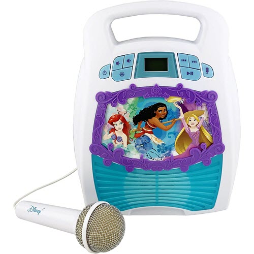 and Dynamic Microphone with 10 Ft Singing Machine Karaoke System with Bluetooth White Sound and Disco Light Show Cord with Disney Karaoke Series: Moana 