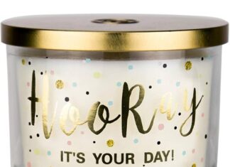 Aromascape PT41416 Hooray it’s Your Day Vanilla Frosting and Almond Milk 3 Wick Scented Soy Candle