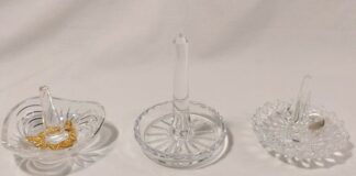 Vintage Crystal Glass Ring Stand Holders